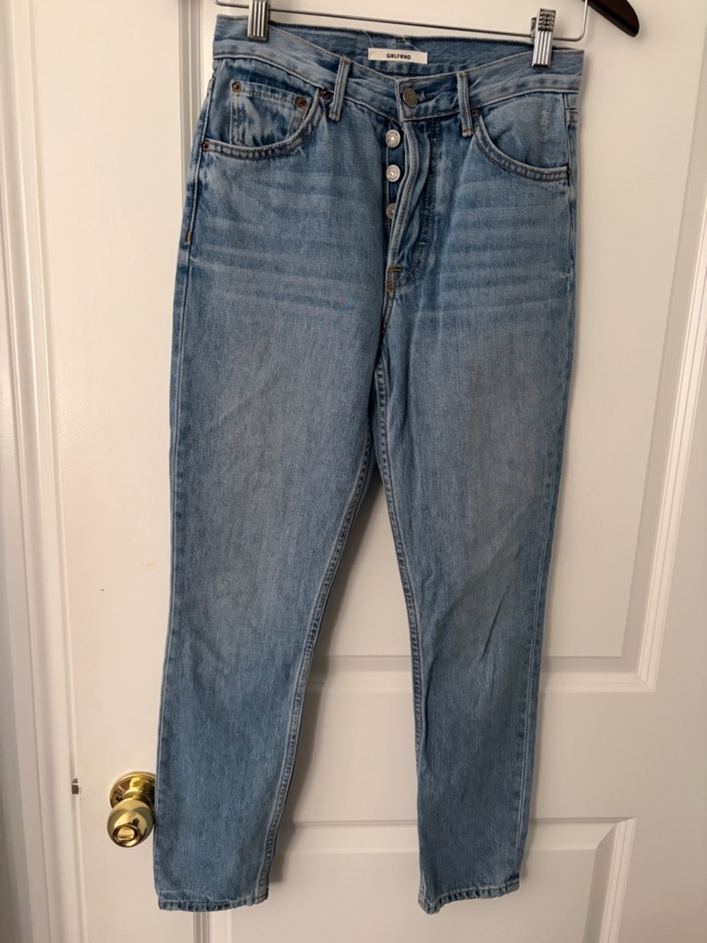 GRLFRND Karolina High-Rise Light Blue Button-Fly Jeans - 25